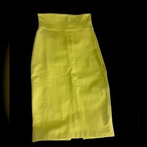 Bebe neon yellow midi high waisted skirt .